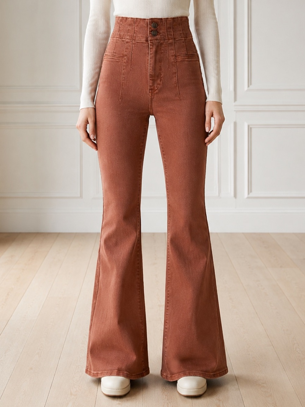 Free People We The Free Jayde Flare Jeans Mesa Brown Wash Sz 25 Boho Festival